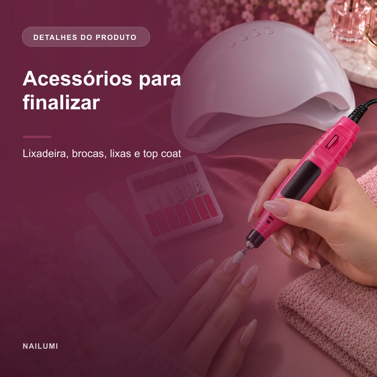 Detalhes construtivos de Kit Alongamento de Unhas em Gel SUN 5