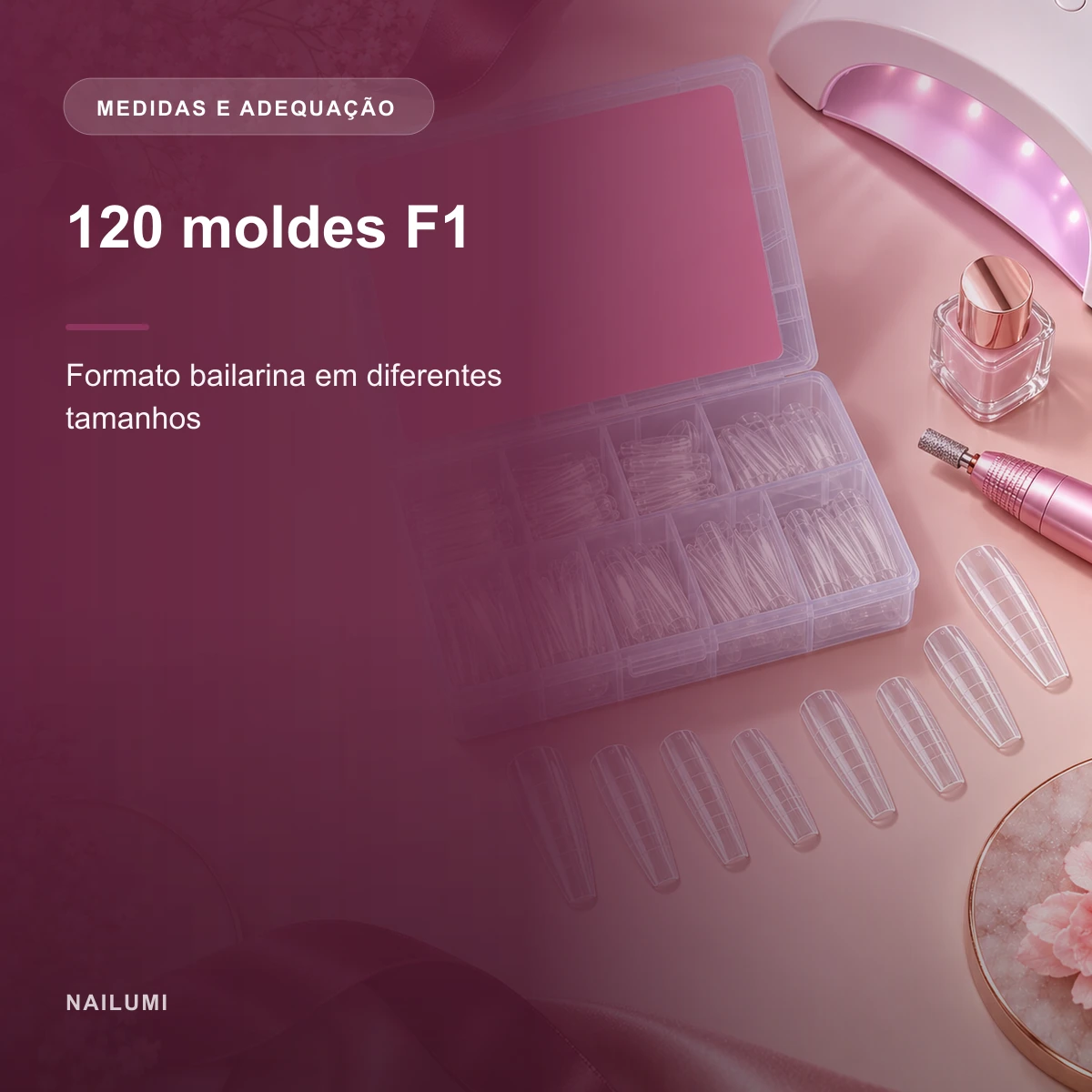 Medidas e adequação de Kit Alongamento de Unhas em Gel SUN 5