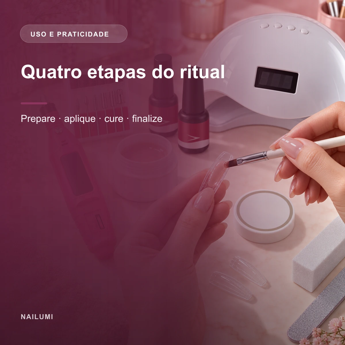 Uso e praticidade de Kit Alongamento de Unhas em Gel SUN 5
